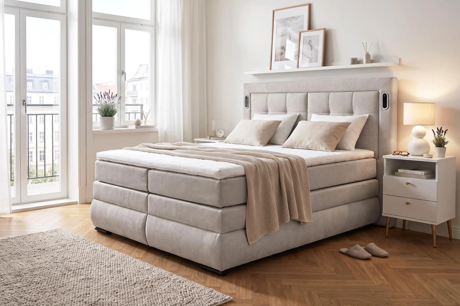 OTTO HOME MIVVA Boxspringbett mit Bettkasten beige 140x200 cm