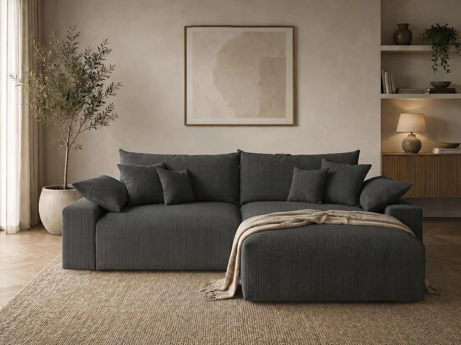 OTTO HOME Ecksofa Amici L-Form Cord anthrazit mit Recamiere
