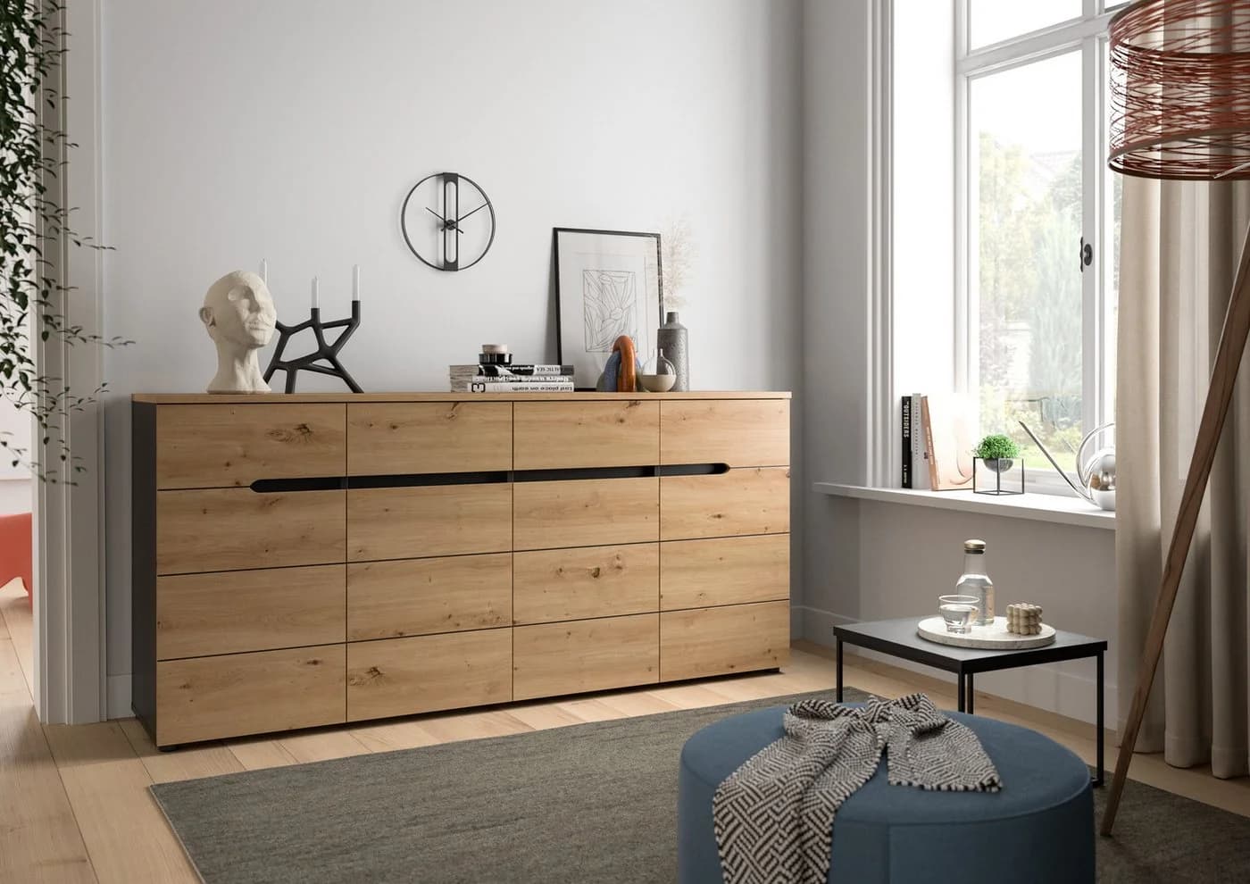 Home affaire Kommode REHAT Braun/Grau Landhausstil