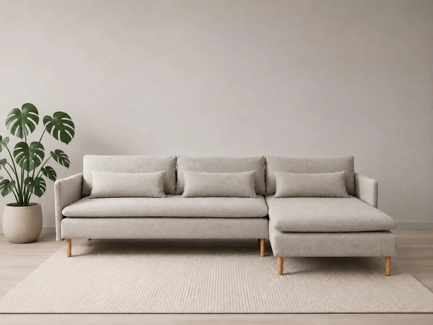 OTTO HOME Ecksofa Syllas Beige mit Recamiere und Bettfunktion