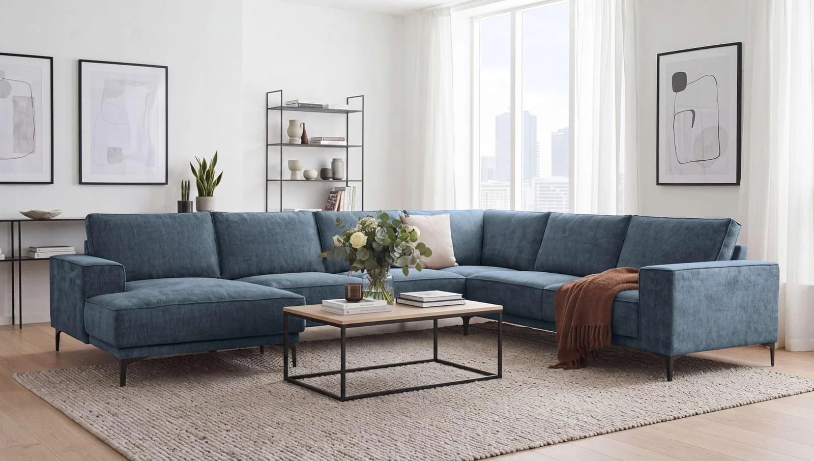 OTTO HOME Wohnlandschaft OLAND U-Form Blau Chenille
