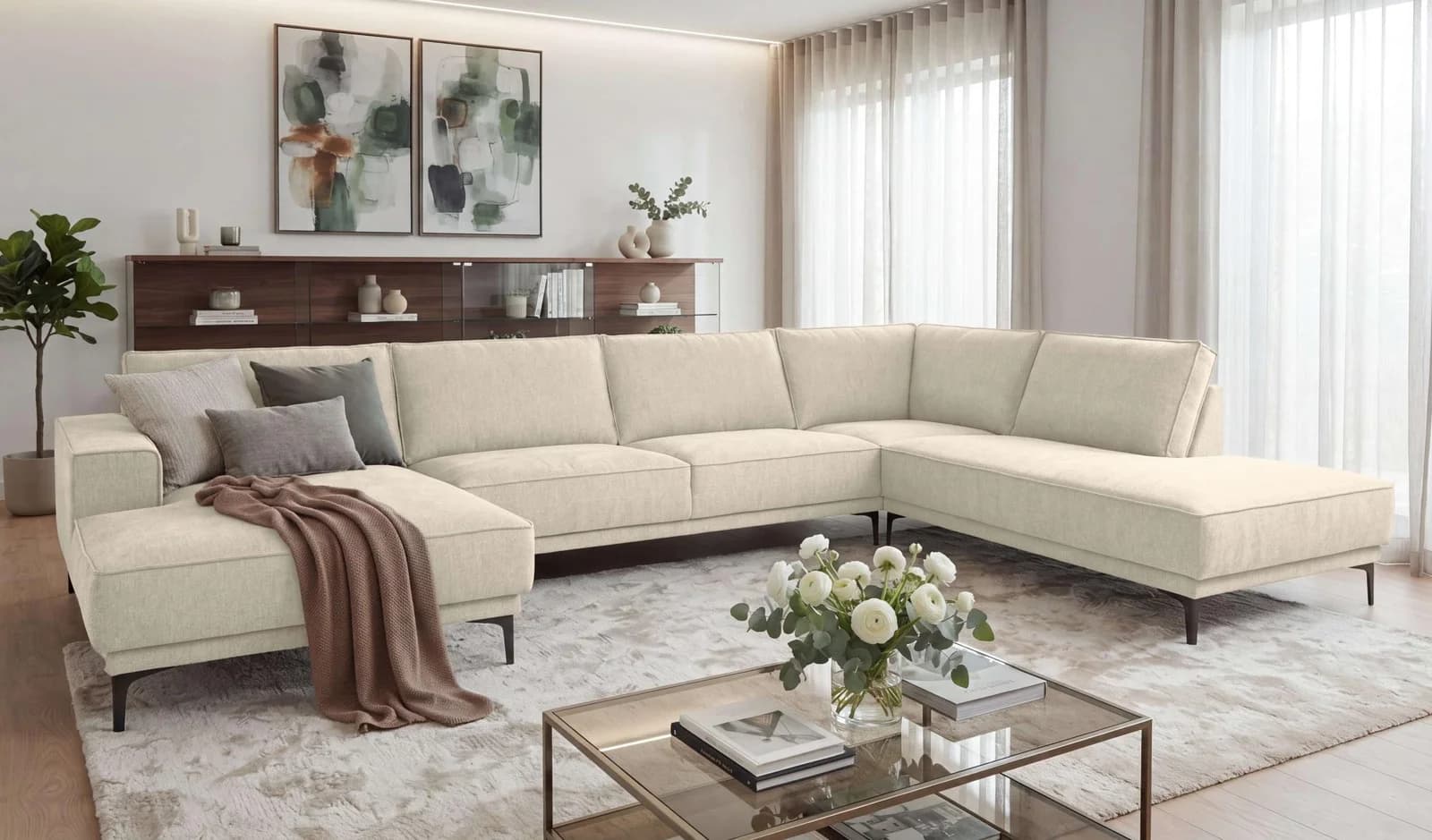 OTTO HOME Wohnlandschaft Oland U-Form Chenille beige