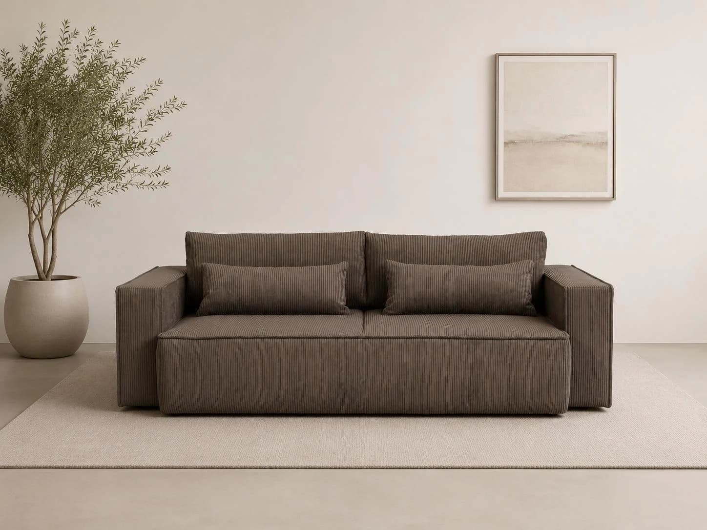 OTTO HOME Tillian Schlafsofa 3-Sitzer Braun Breitcord