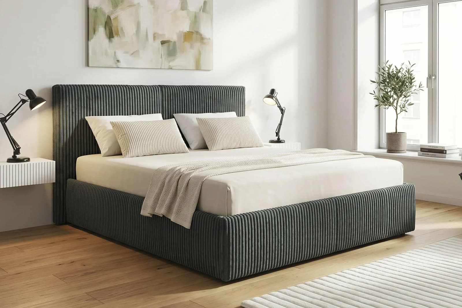 Polsterbett OTTO HOME AVVRA mit Lattenrost & Matratze H3 dunkelgrau