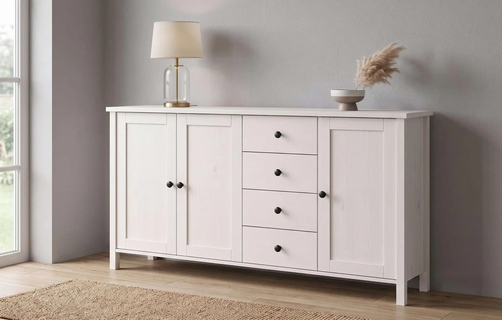 OTTO HOME Sideboard Mikkeli Kommode Weiß Massivholz FSC