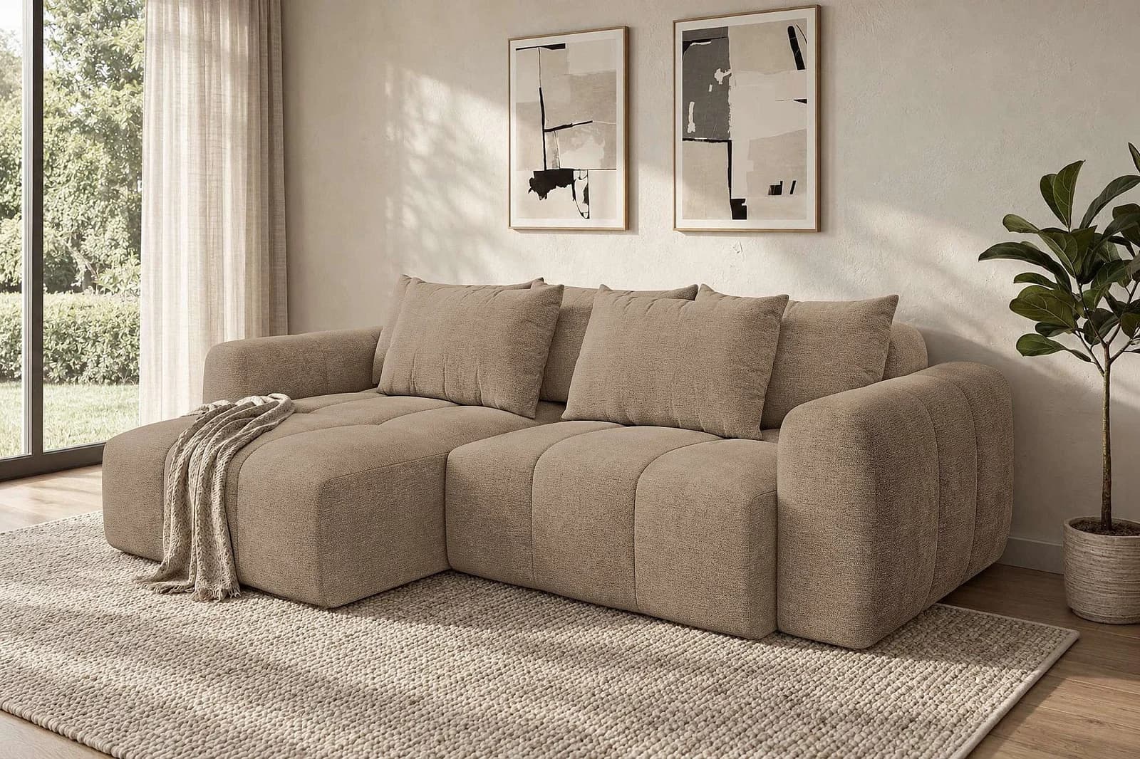 OTTO HOME Ecksofa AVVELLA mit Bettkasten und Schlaffunktion beige