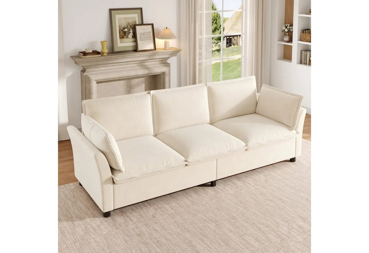 Merax 3-Sitzer Sofa Chenille Modern Beige/Grau/Grün