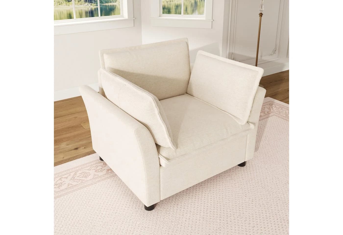 Merax Sessel moderner Relaxsessel aus Chenille Beige