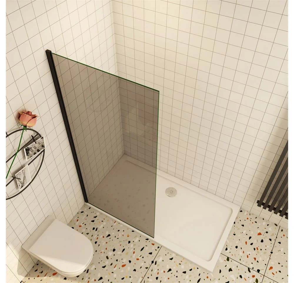 Duschparadies Duschwand 8mm Rauchglas ESG Sicherheitsglas Walk-in Duschtrennwand