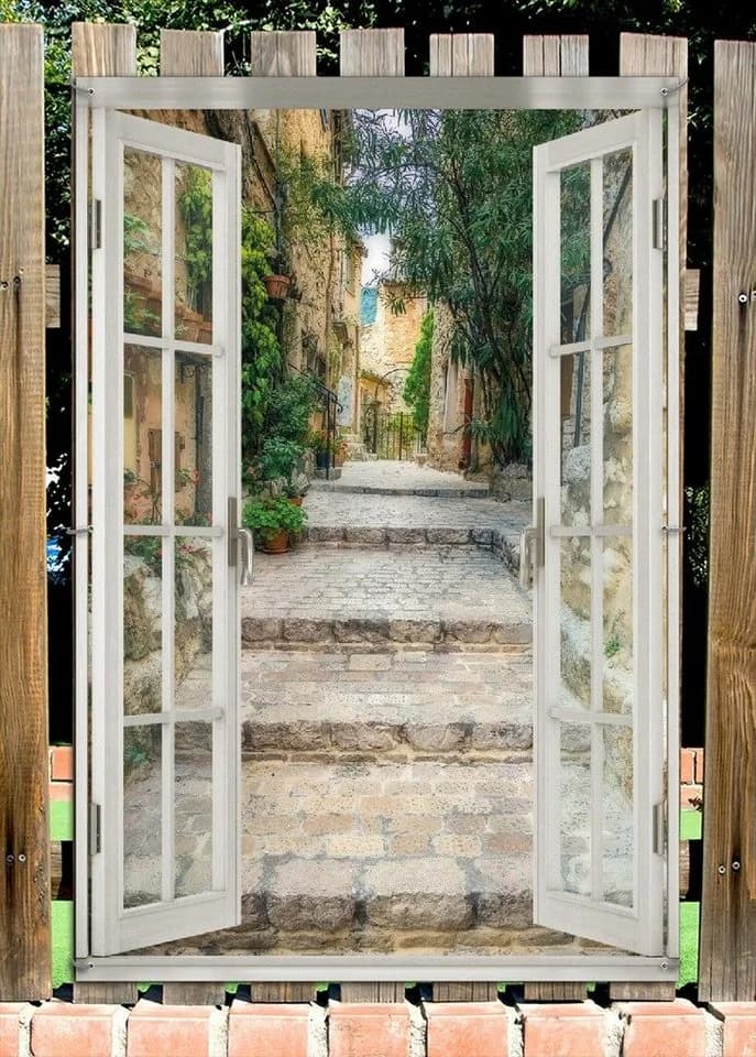Wallario Sichtschutzzaunmatte Alte steinerne Gasse Südfrankreich Kunststoff