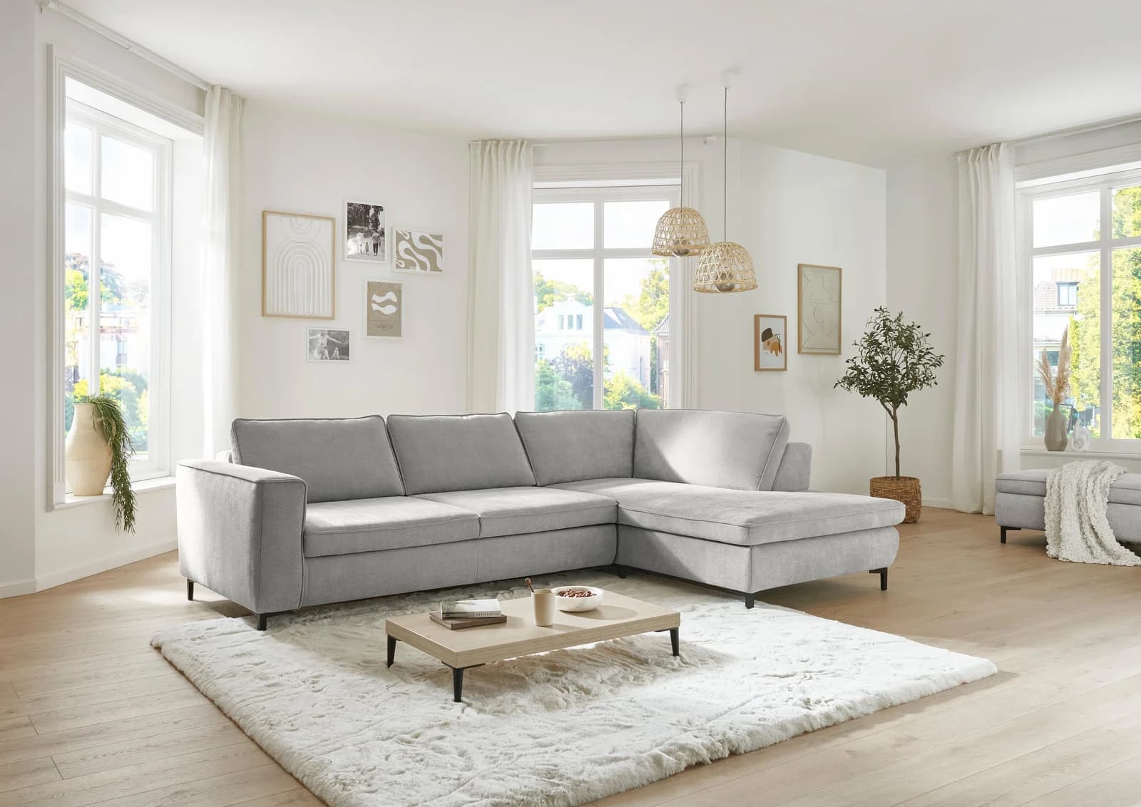Ecksofa DIE PLANBAR L-Form grau mit Schlaffunktion