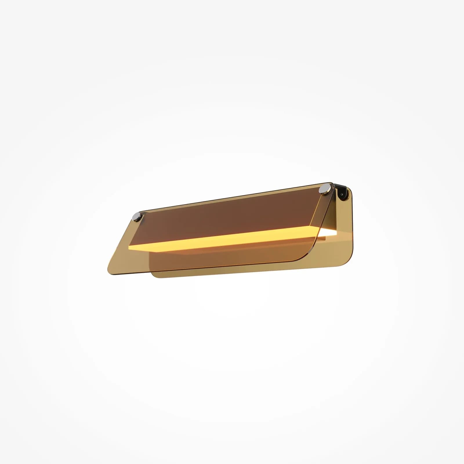 LED-Wandlampe FLAT, amber/messing, Glas/Metall