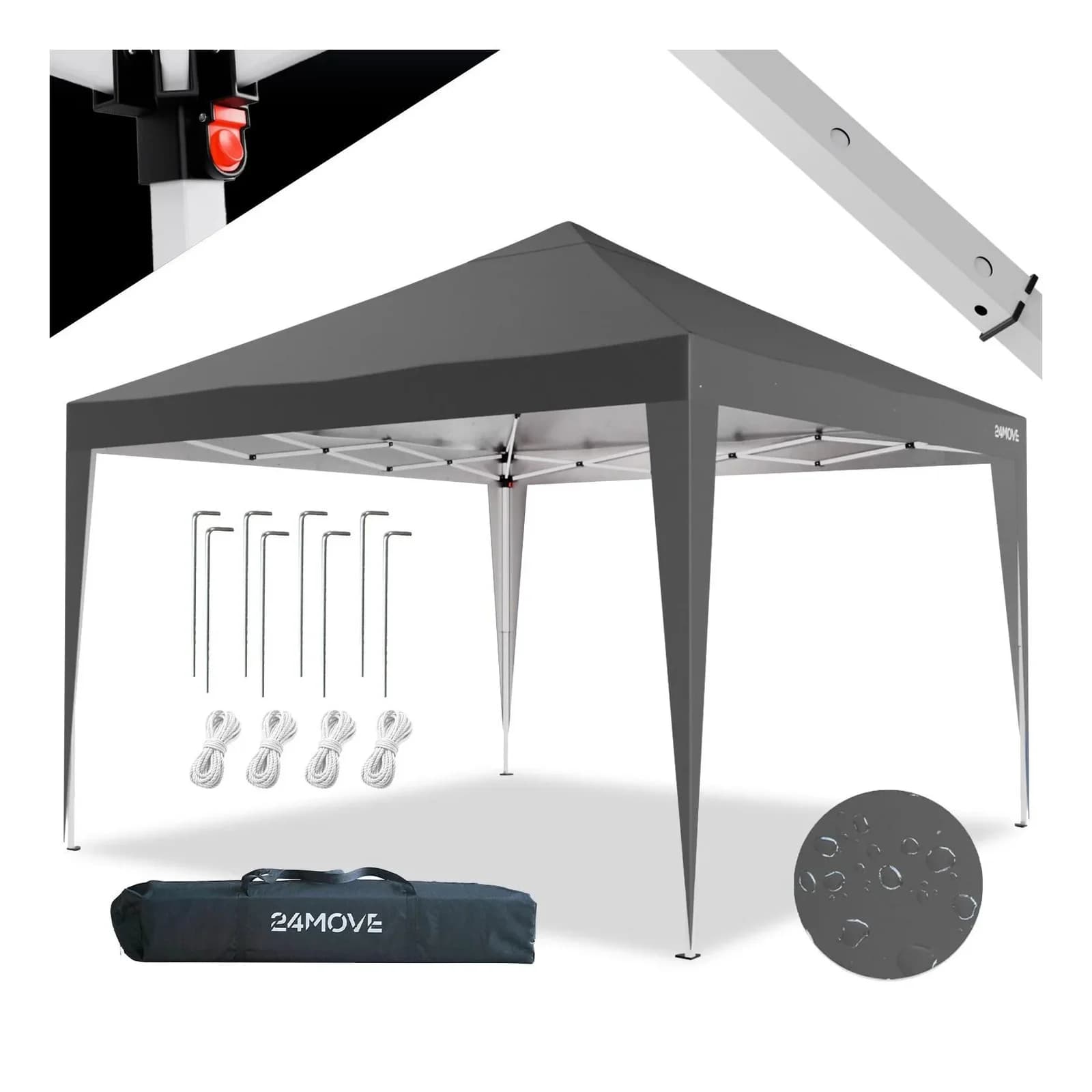 24MOVE® Pavillon Santos 3x3m Pop-Up UV-Schutz 50+ Wasserdicht & Winterfest