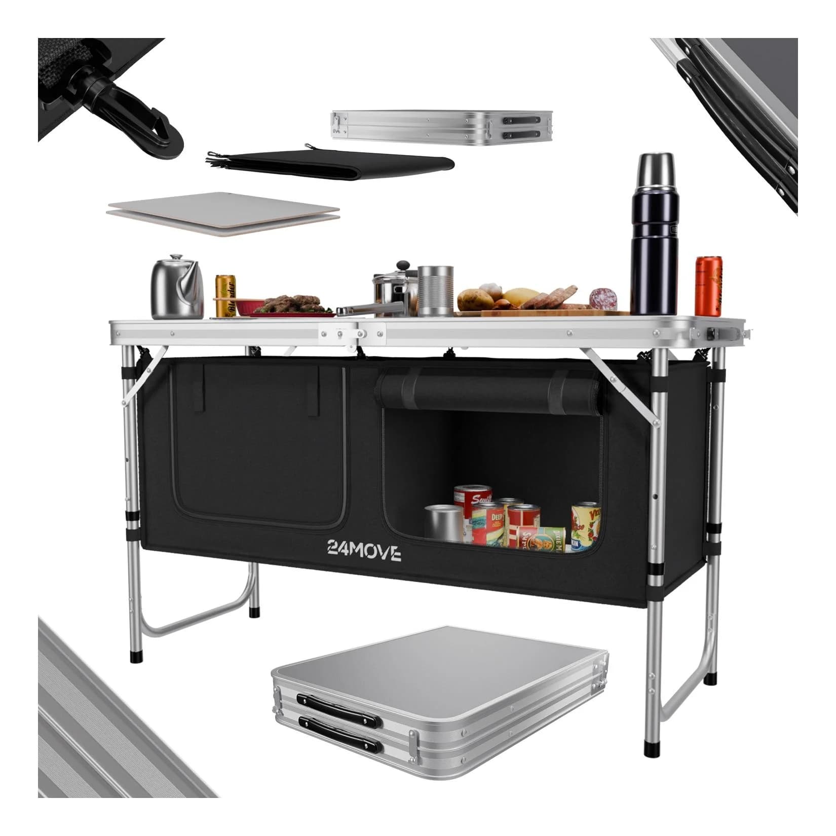 24MOVE Campingküche PRAIA Faltbar Höhenverstellbar Aluminium