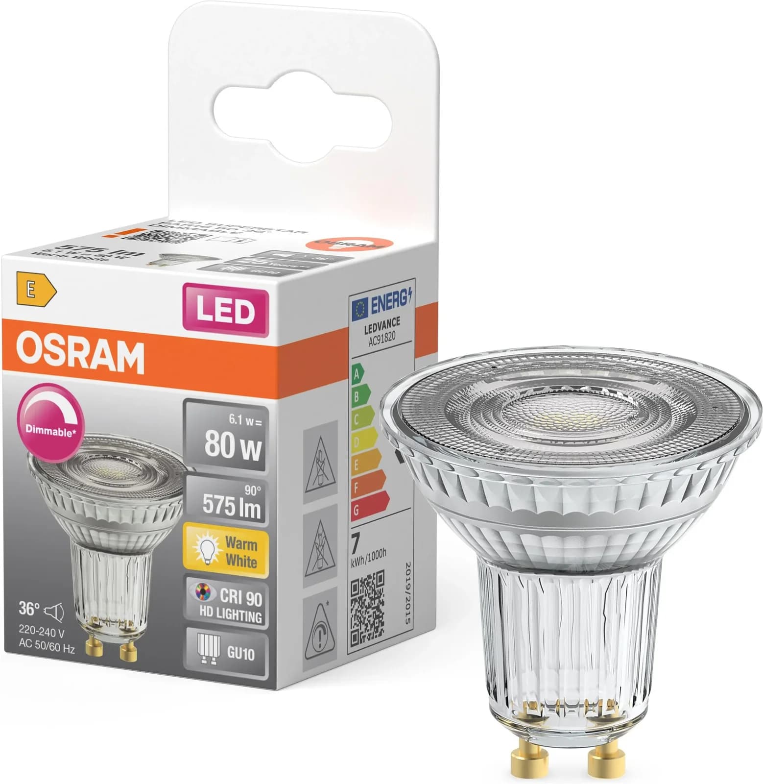 OSRAM LED SUPERSTAR PAR16 Reflektorlampe Warmweiß Dimmbar GU10
