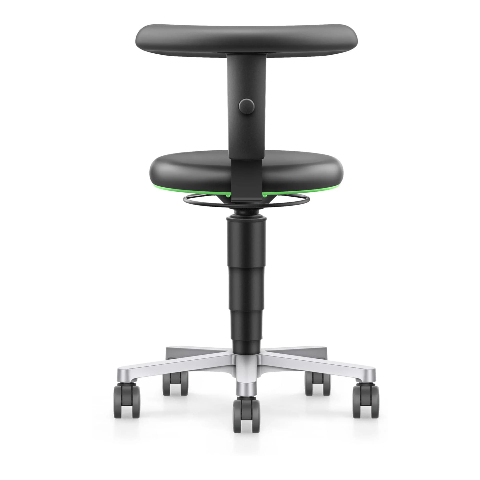 Bimos Labor Hocker Skintec Schwarz Höhenverstellbar mit Flex-Stütze
