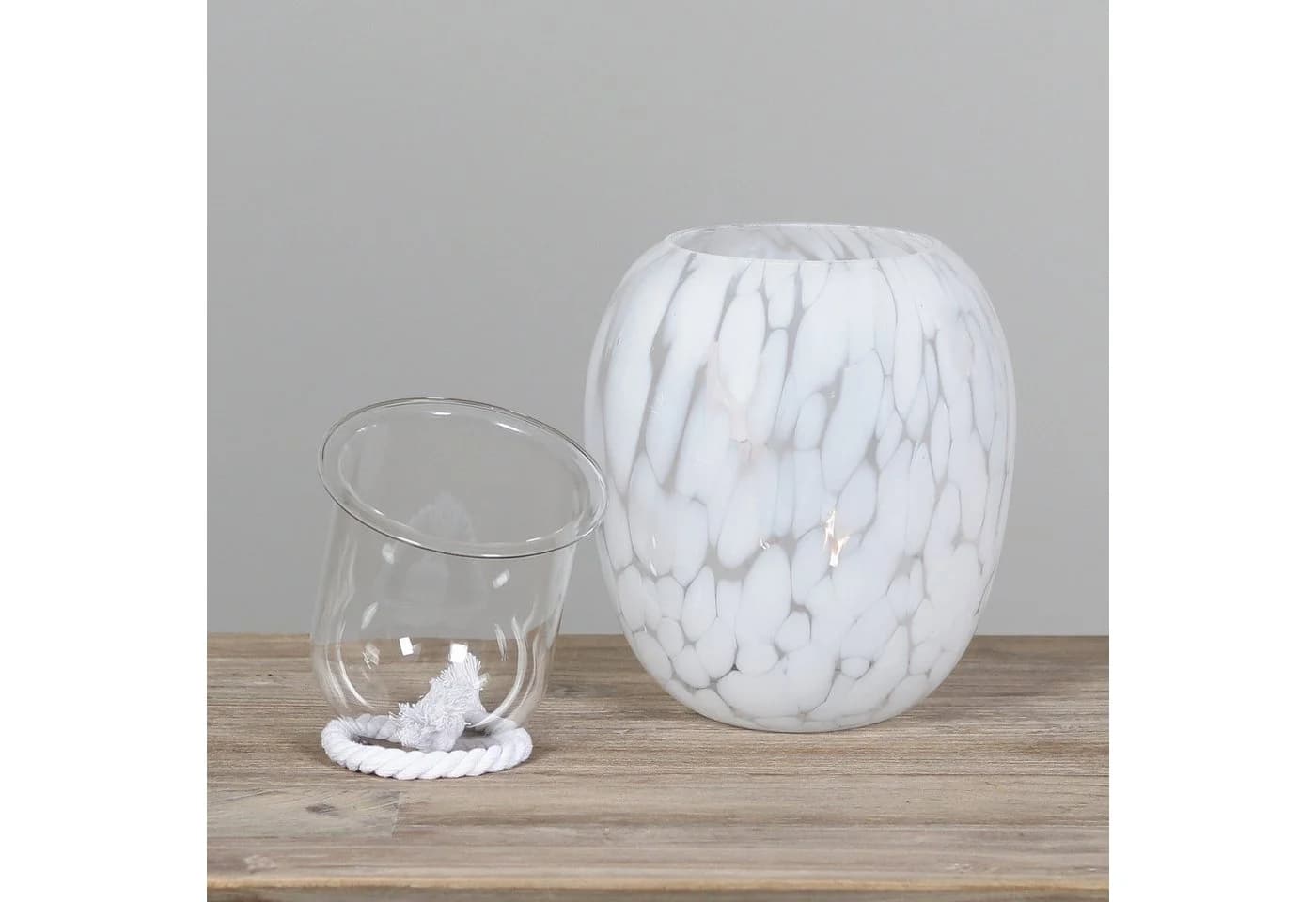 DPI Dekovase 5126-19 Weiß Glas mit Einsatz