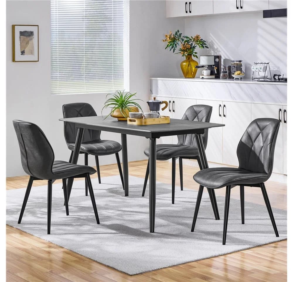 Yaheetech Küchenstuhl (2 St) Esszimmerstühle 2er Set Polsterstuhl für Küche/Esszimmer