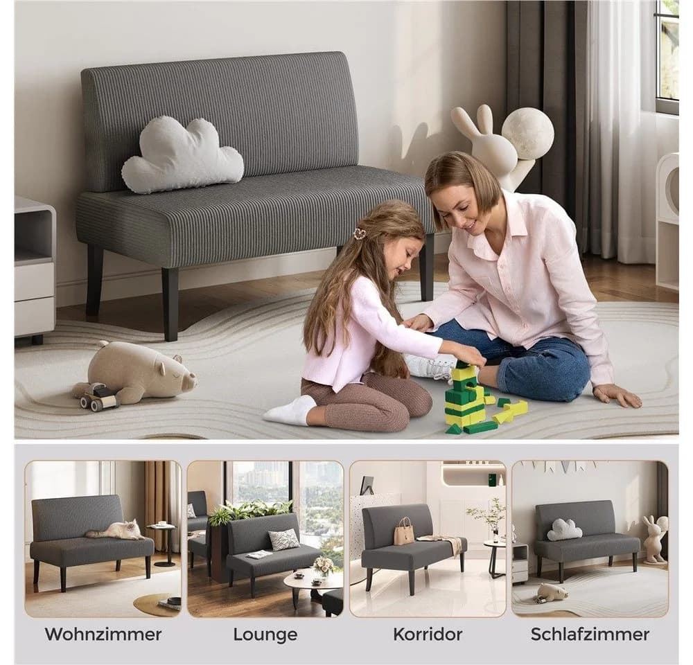Yaheetech 2-Sitzer Sofa Grau Cordstoff Vintage