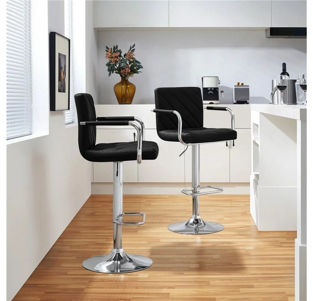 Yaheetech Barhocker Set 2-tlg. Schwarz Höhenverstellbar
