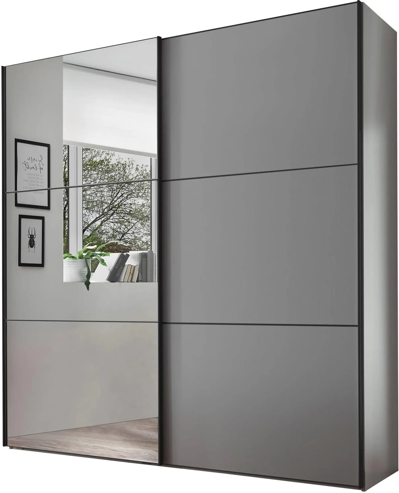 Moderner Schwebetürenschrank aus Holzwerkstoff in Saphir
