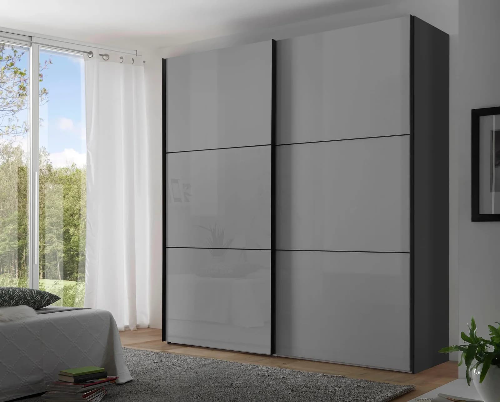 Schwebetürenschrank STAUD Includo Glas Made in Germany Grau