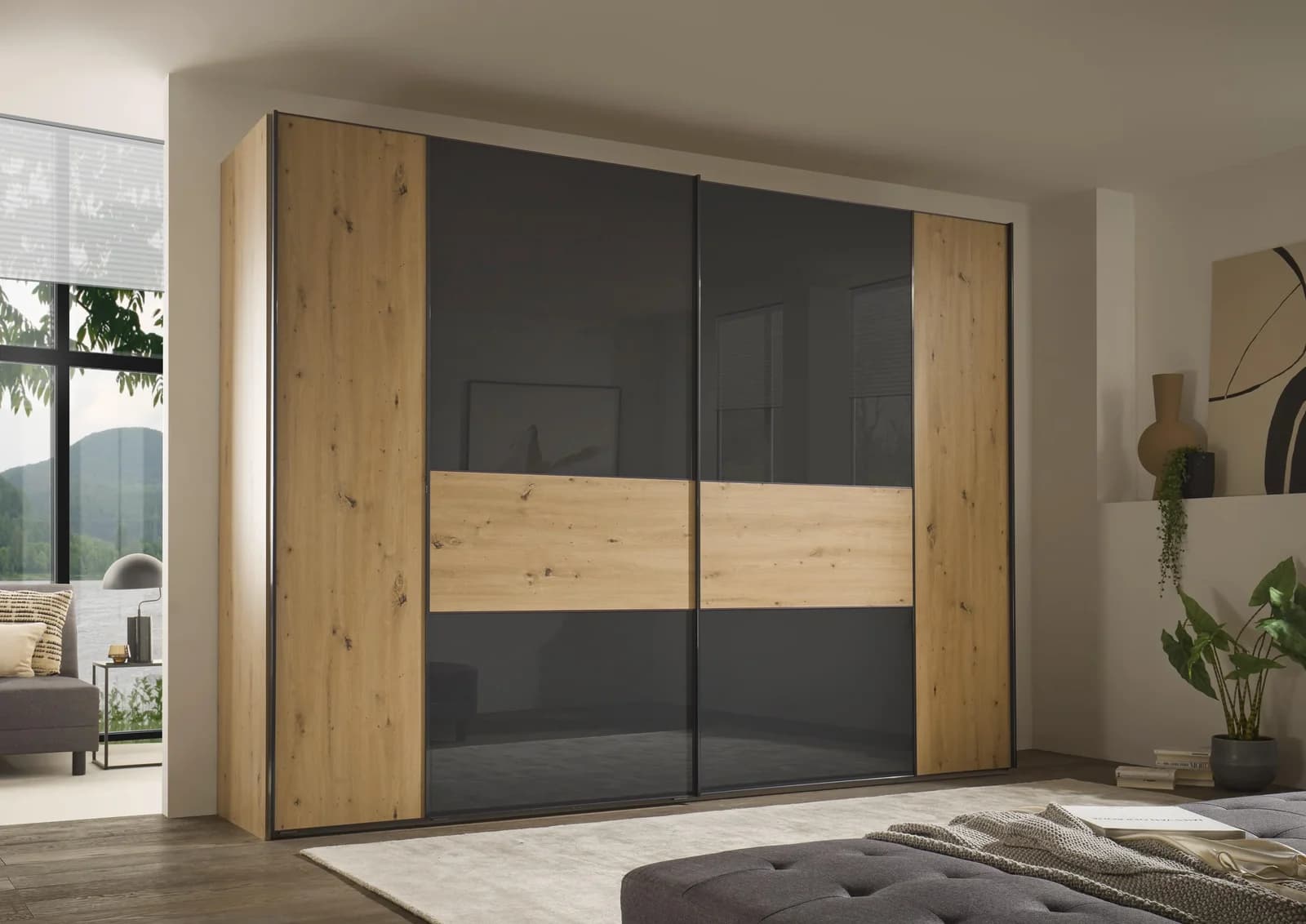Schwebetürenschrank STAUD Sonett 321G Eiche Anthrazit