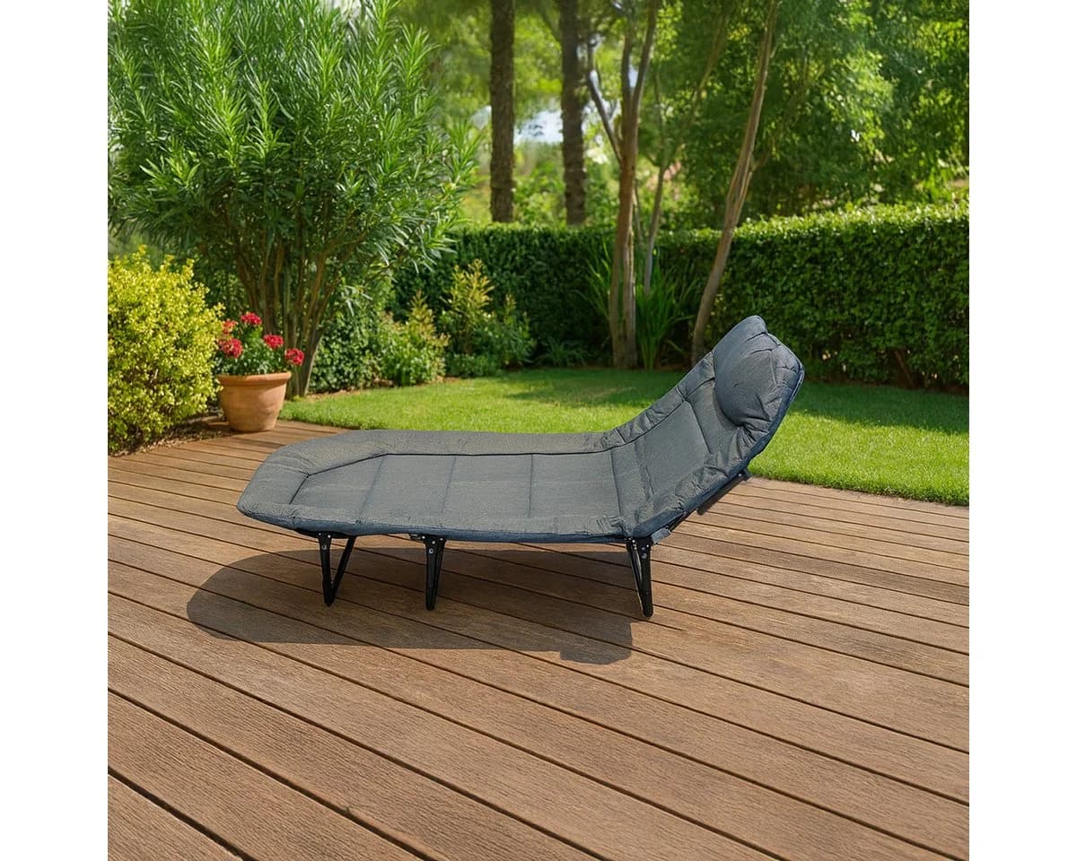 Divit 2x Klappbare Gartenliege Gepolstert Sonnenliege