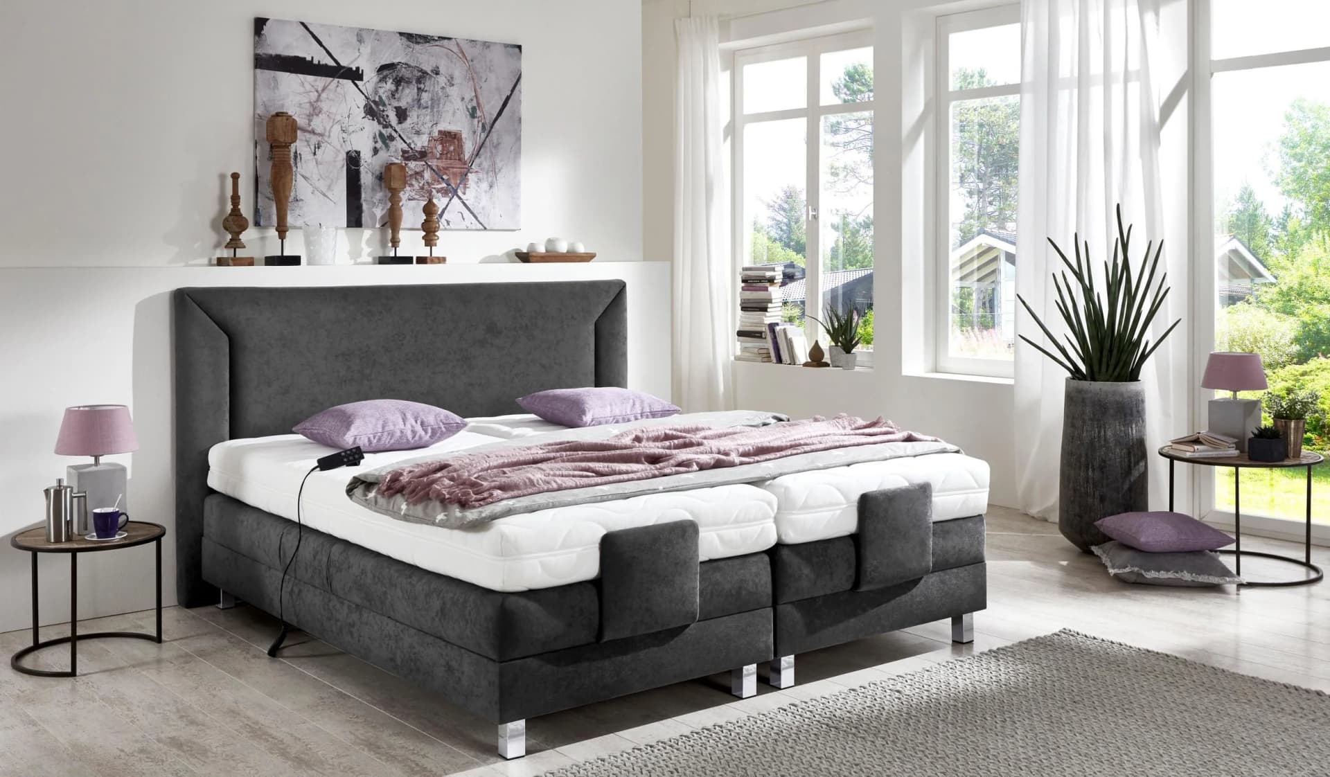 Westfalia Schlafkomfort Boxspringbett Anthrazit Elektrisch Verstellbar