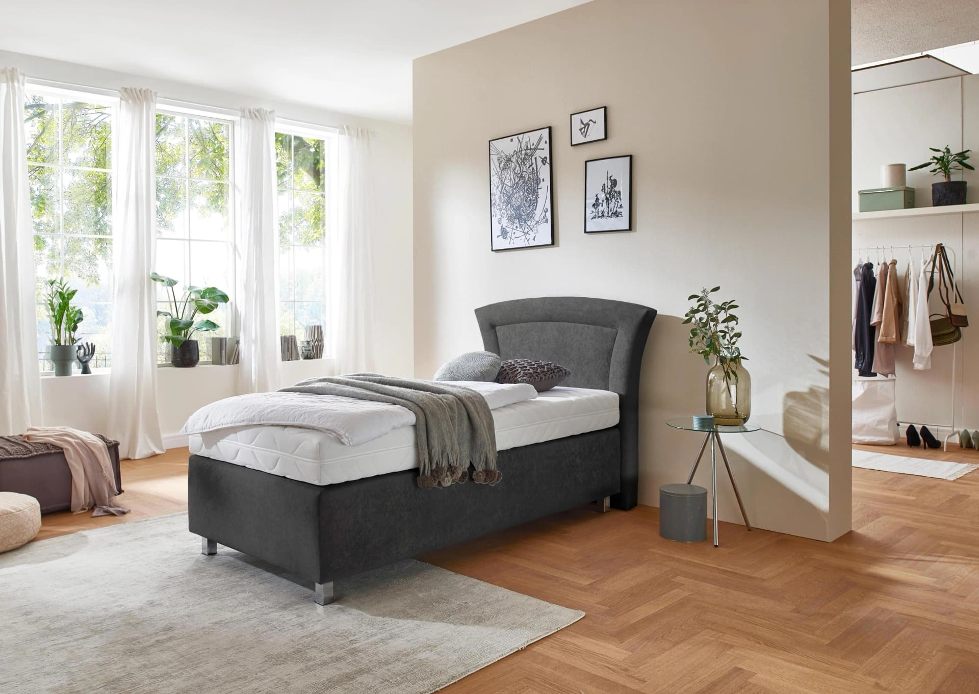 Westfalia Schlafkomfort Boxspringbett Grau 7-Zonen-Kaltschaum