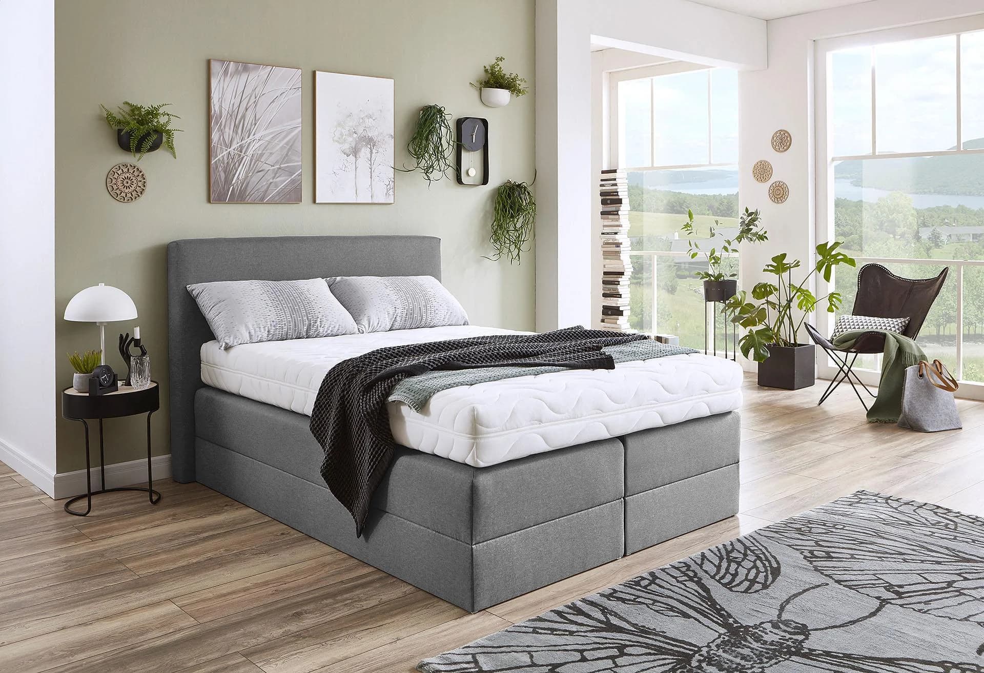 Westfalia Schlafkomfort Boxspringbett Grau 155x205 cm