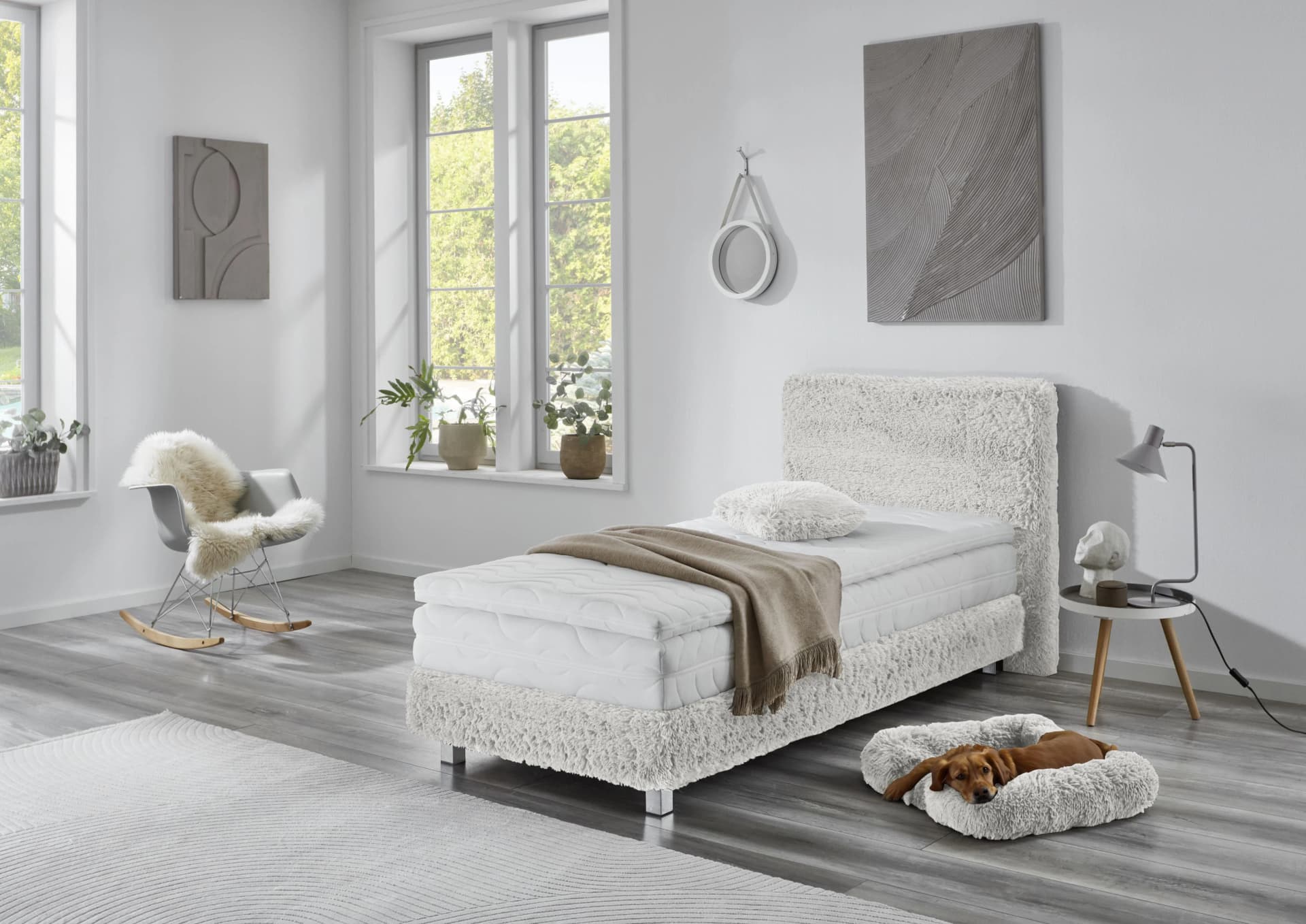 Westfalia Schlafkomfort Boxbett Nara Beige Fellimitat Komplettbett