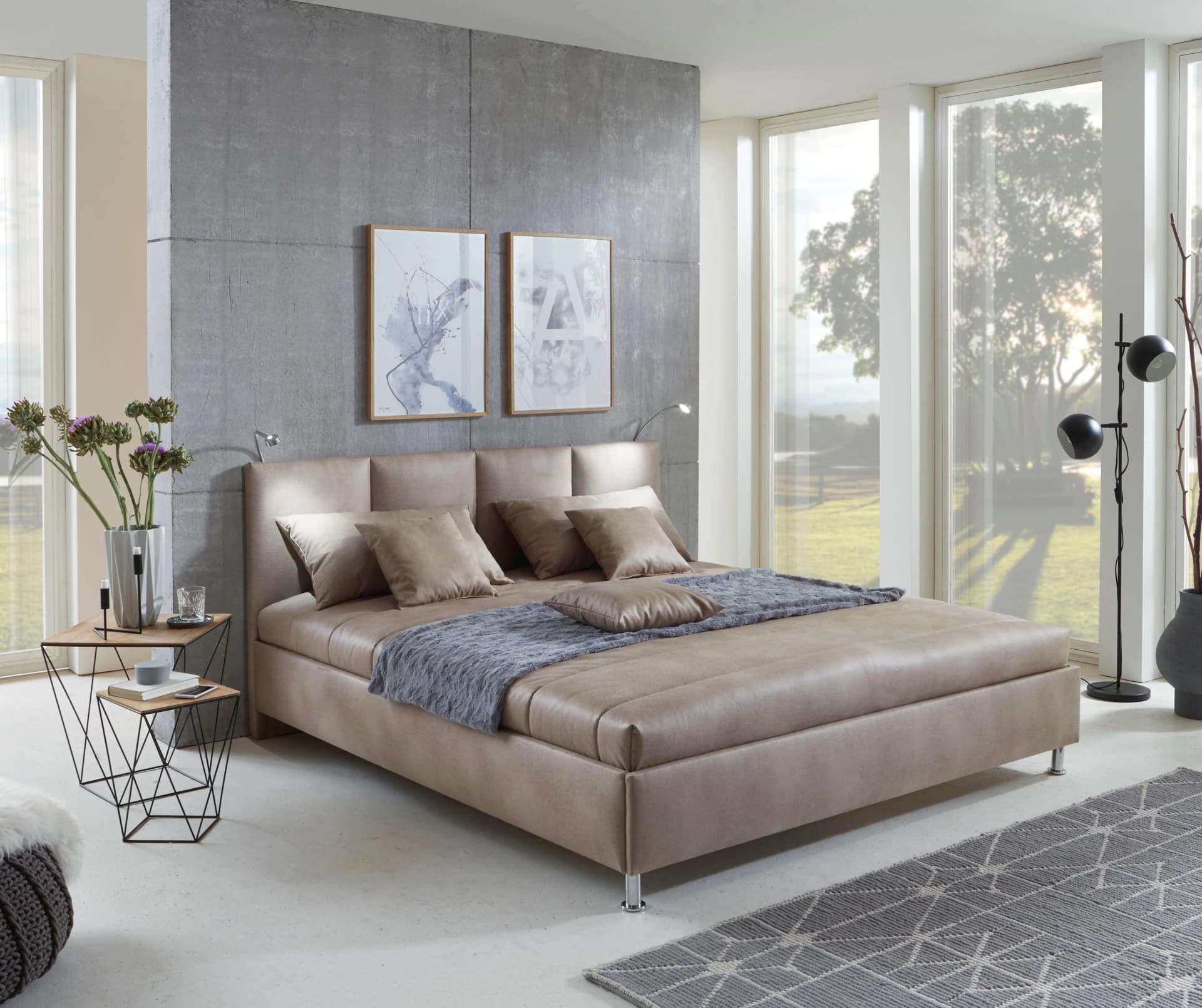 Westfalia Schlafkomfort Polsterbett Altea beige Microvelours