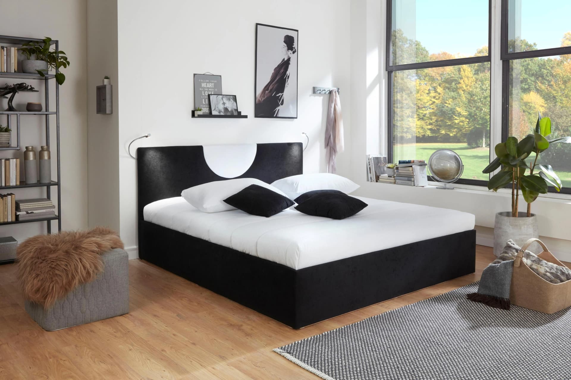 Westfalia Schlafkomfort Polsterbett Pisa Schwarz Weiß 210x210 cm
