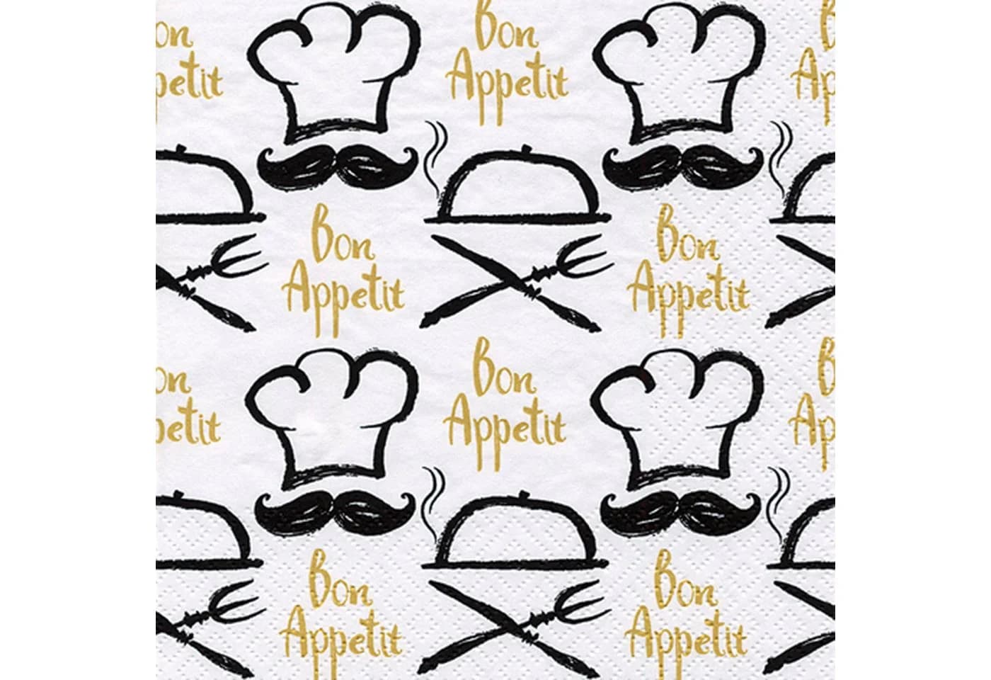 ti-flair Papierserviette 3-lagig Bon Appetit Schwarz/Gold 33x33cm