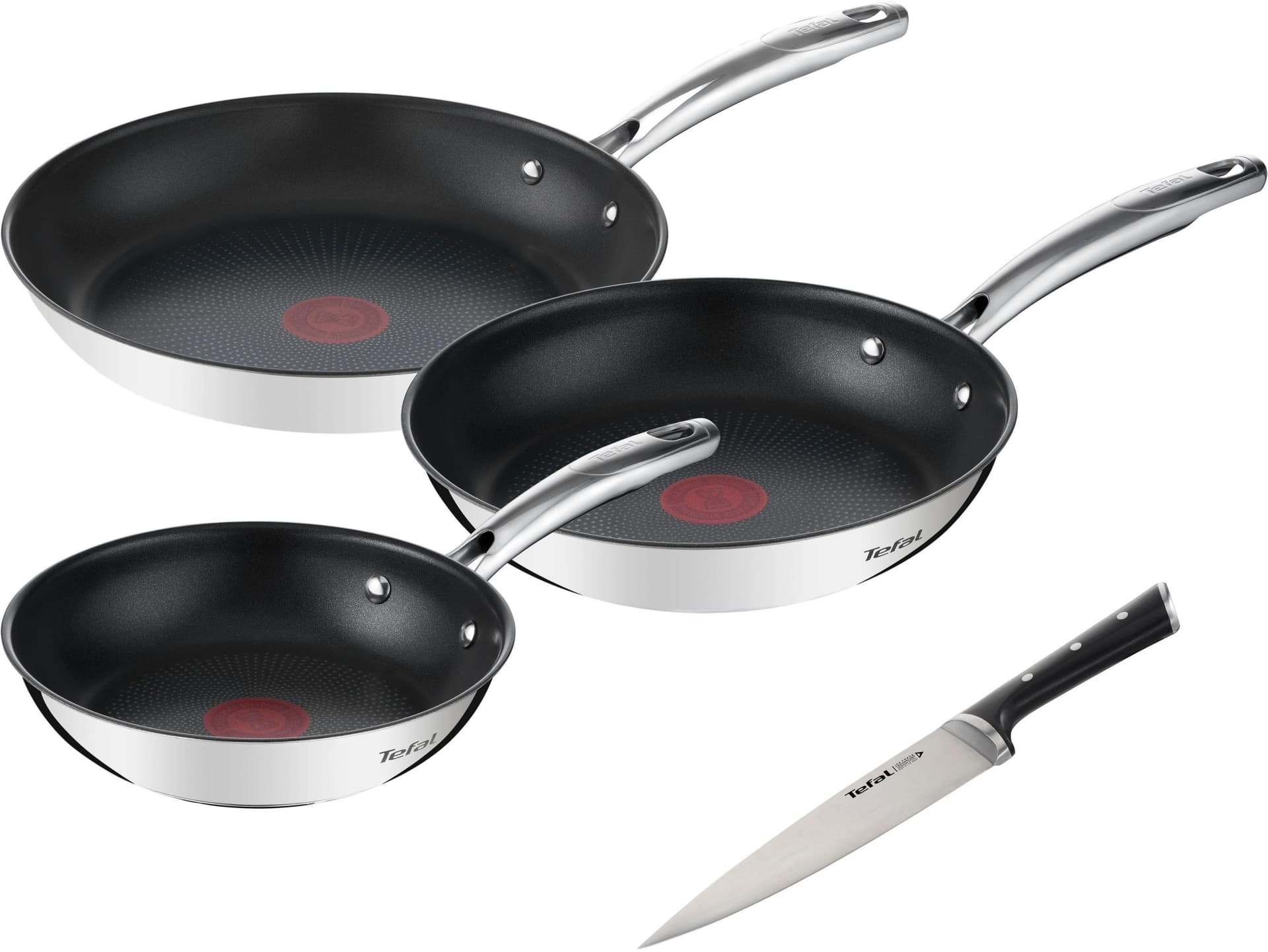 Pfannen-Set TEFAL Duetto+ Ice Force Edelstahl Thermo-Signal