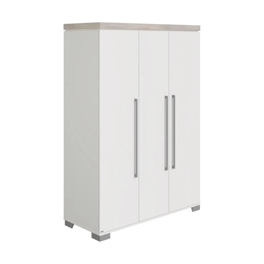 Paidi Babykleiderschrank Kira Grau Weiß Eiche Metall 6 Fächer