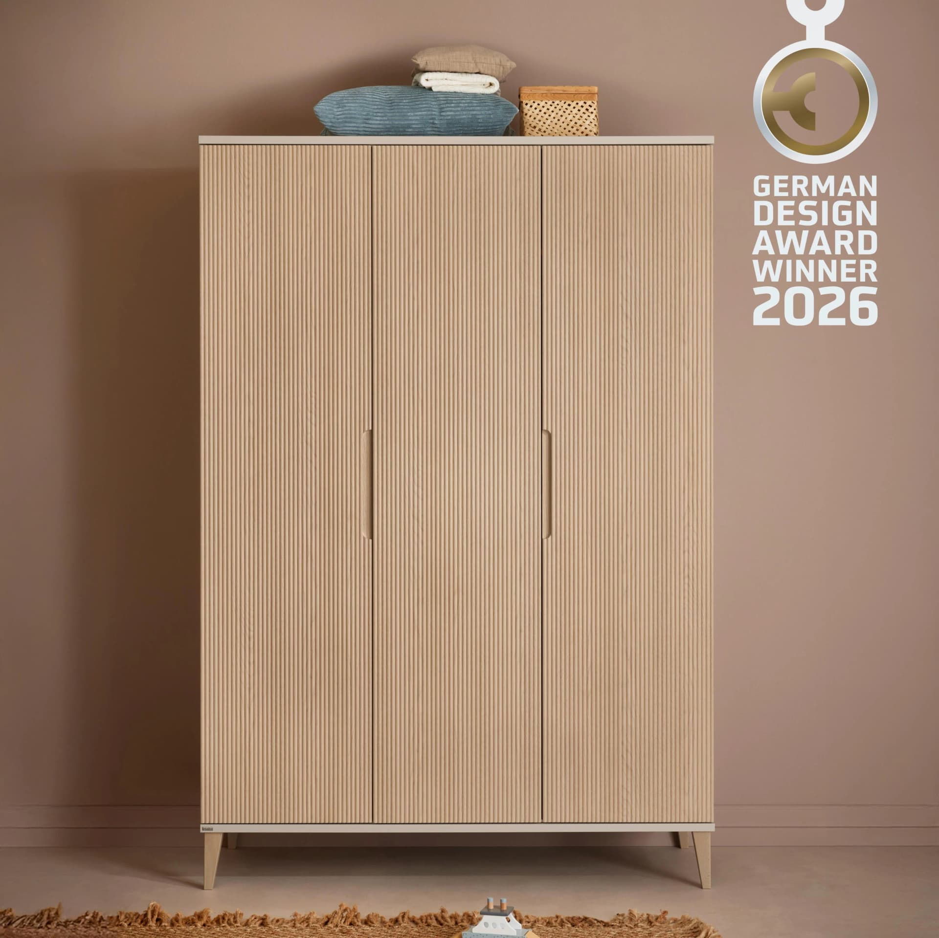 PAIDI JONTE Kleiderschrank Beige Eiche 3-türig Soft-Close
