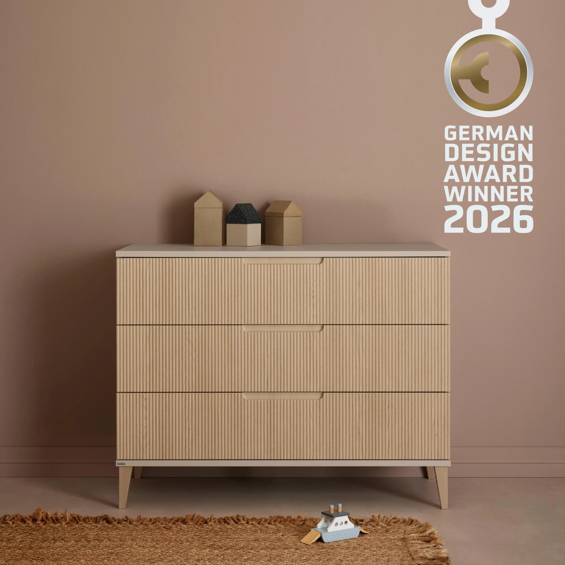 PAIDI Wickelkommode JONTE 3 Schubladen Beige Eiche
