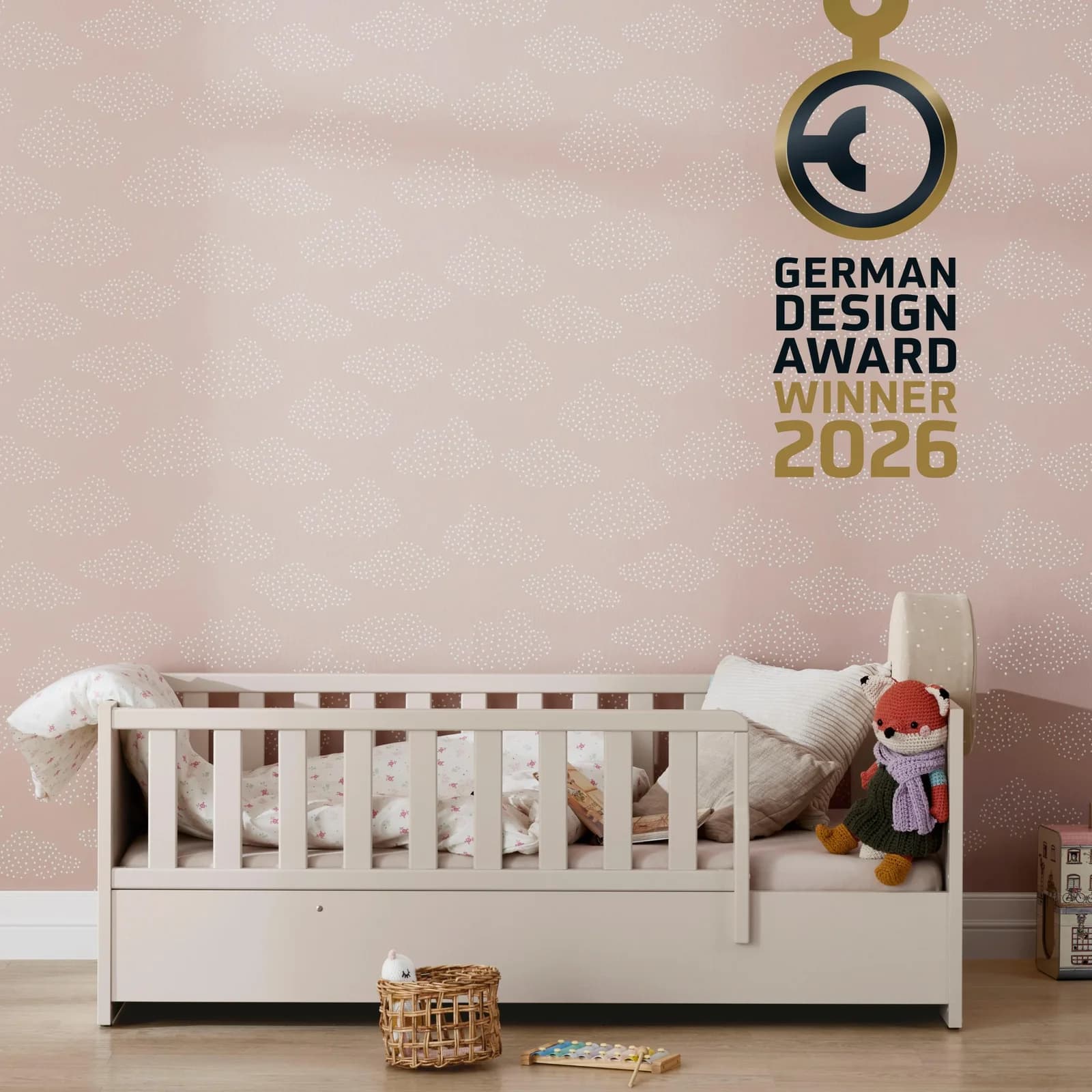 Babybett PAIDI "LITTLE SNU" - Modernes Gitterbett in Beige/Weiß