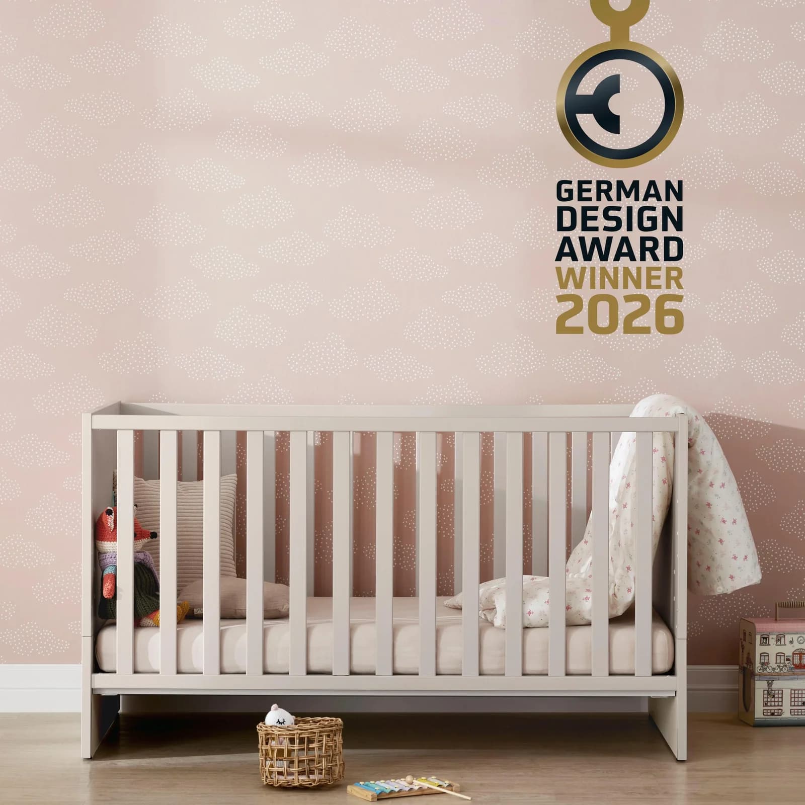 PAIDI Little Snu Babybett beige höhenverstellbar umbaubar