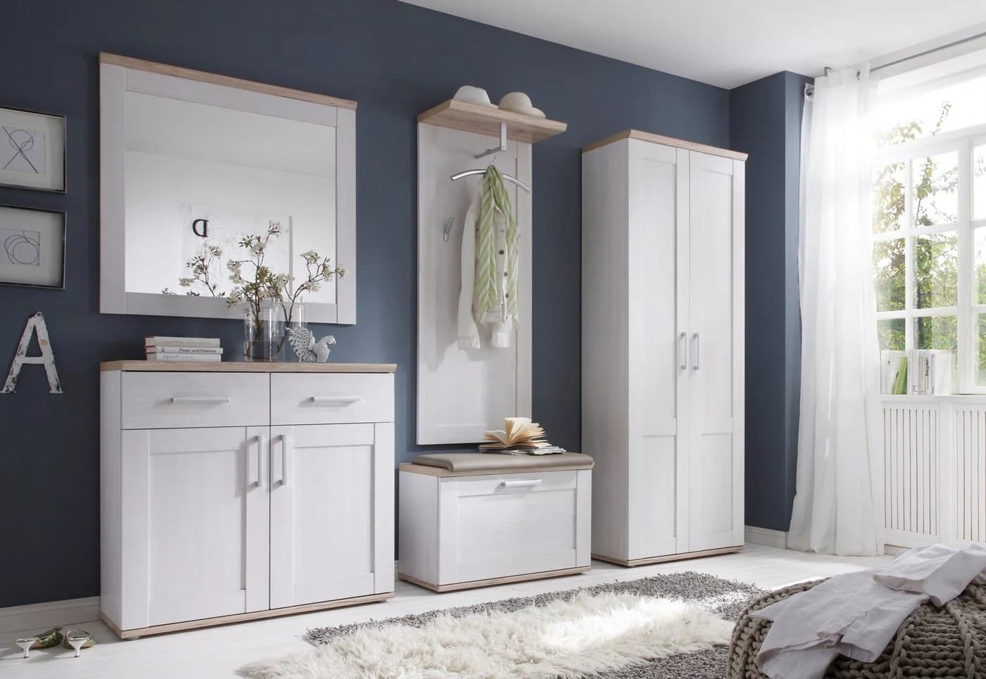 Xora Garderobenschrank Romance Landhausstil Weiß