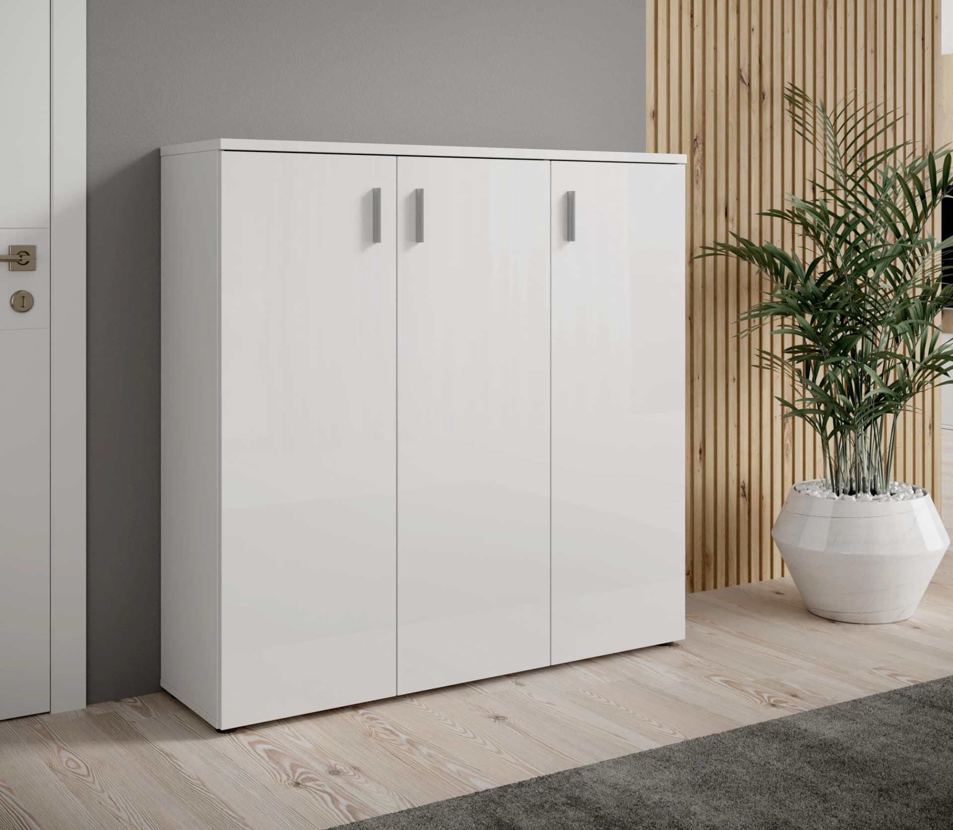 First LOOK Schuhschrank Lincoln Weiß Glanz 3 Türen