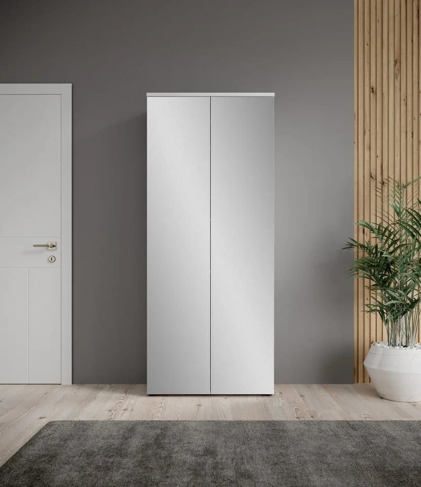 HBZ Lincoln Schuhschrank Weiß mit Spiegeltüren