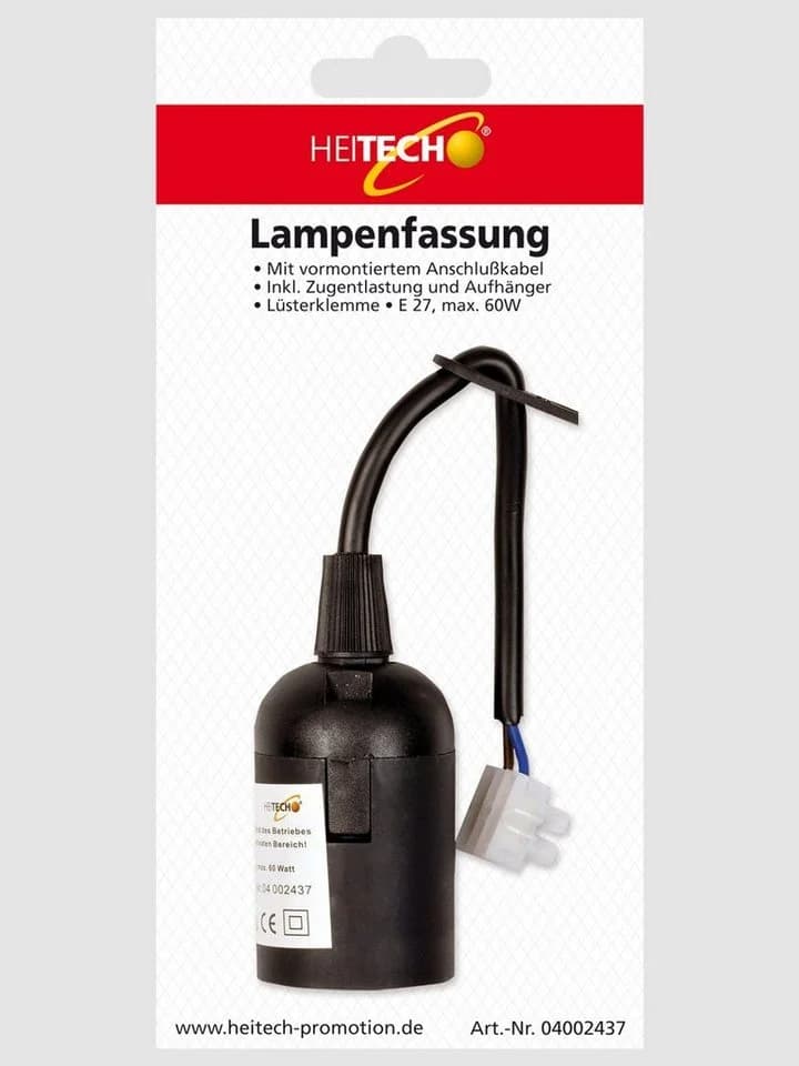 HEITECH Lampenfassung E27 mit Kabel Schwarz 60W