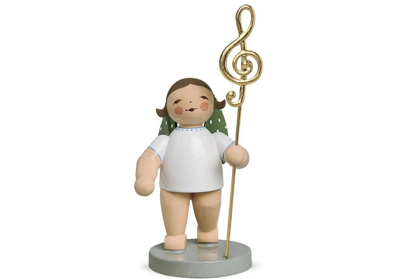 Wendt & Kühn Weihnachtsfigur Goldedition No 2 Musikus, Engel mit vergoldetem Notenschlüssel