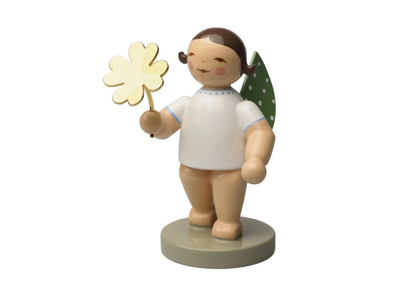 Wendt & Kühn Weihnachtsfigur No 9 Glücksbote Engel mit Kleeblatt
