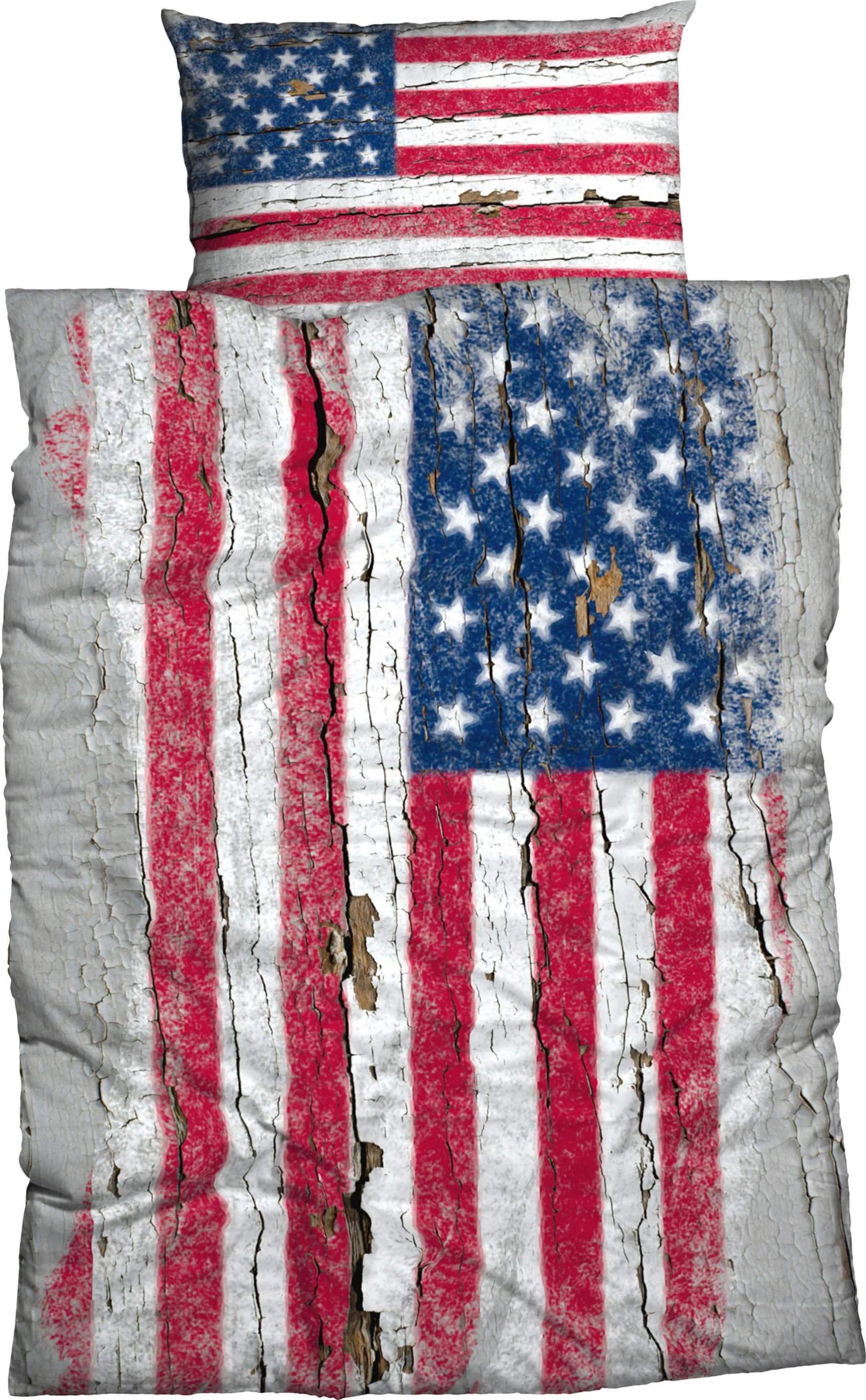 CASATEX Bettwäsche Stars & Stripes Flaggenmuster Blau/Rot