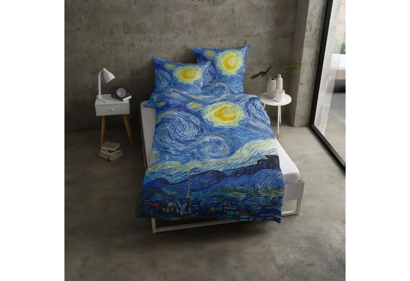 GOEBEL Bettwäsche Sternennacht Blau Satin 135x200cm