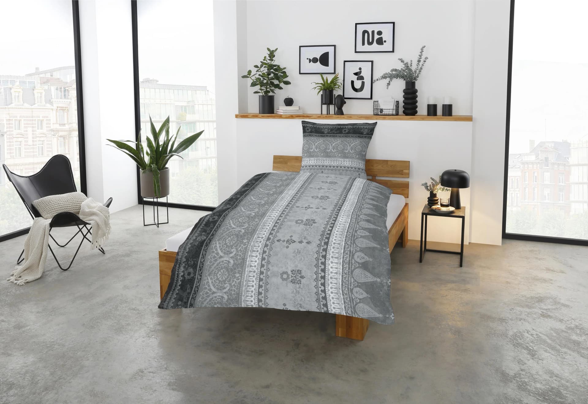 CASATEX Bettwäsche India Silber Anthrazit 100% Baumwolle